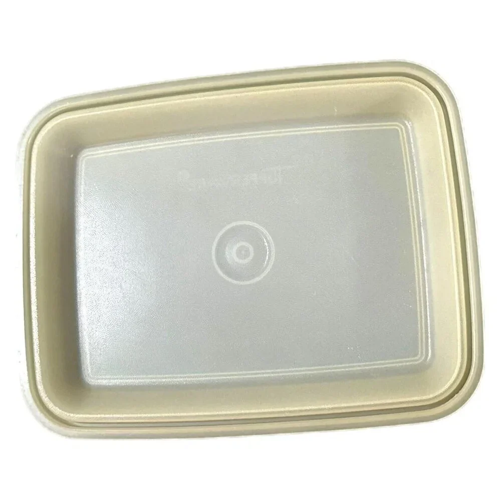Vintage Tupperware Freeze-n-Save Ice Cream Keeper 1254 Almond Bottom 1255 Sheer